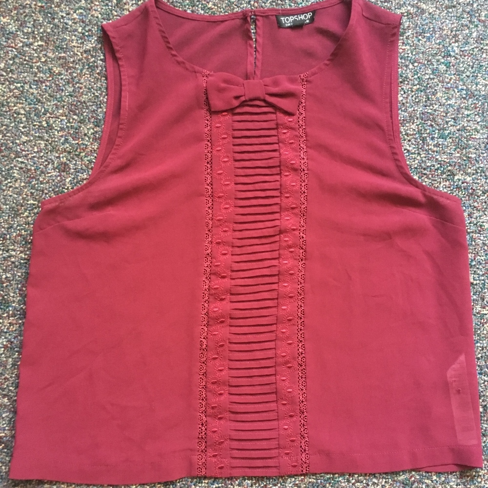 TopShop Bowtie Maroon Blouse